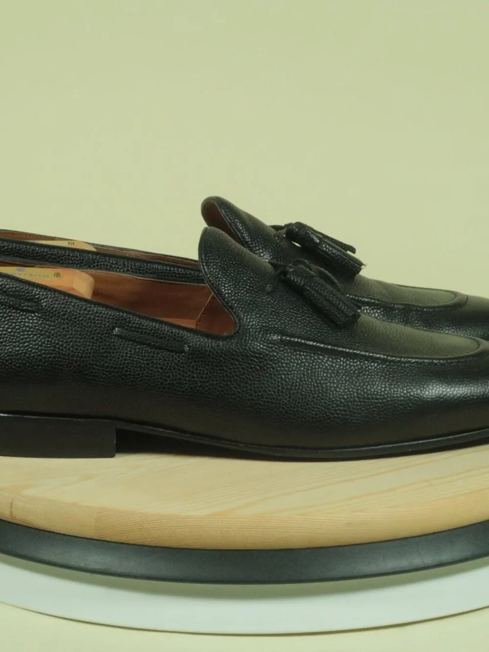 Allen Edmonds Presley Tassel Loafers Shoes Mens 13D Black Pebble Grain Leather